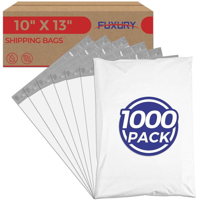 Fuxury 1000 Pack 10x13" Poly Mailers Bulk,Heavy Duty Shipping Bags for Clothes,Strong Adhesive Self Seal Poly Mailing Envelopes for Postage Return Books Business(White) - Image 1