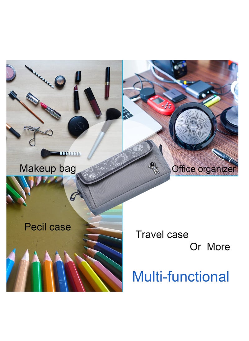 Excefore - Large Capacity Pencil Case, Pencil Pouch, Pen Bag, Aesthetic Organized Pen Case for School Office Stationery and Travel Cosmetics Storage (grey) - Image 1