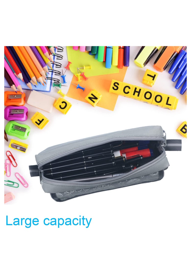 Excefore - Large Capacity Pencil Case, Pencil Pouch, Pen Bag, Aesthetic Organized Pen Case for School Office Stationery and Travel Cosmetics Storage (grey) - Image 1