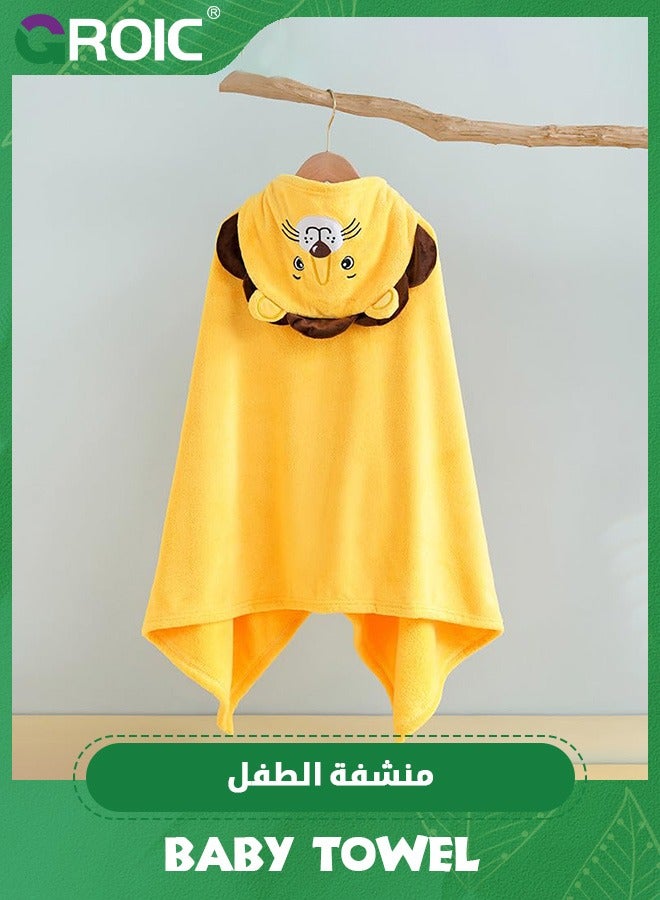 GROIC Baby Bath Towel Ultra Soft Hooded Towel Highly Absorbent Toddlers Bathrobe Blanket Kids Shower Blanket - 70 x 140cm (Yellow Lion) - Image 5