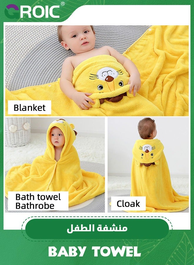 GROIC Baby Bath Towel Ultra Soft Hooded Towel Highly Absorbent Toddlers Bathrobe Blanket Kids Shower Blanket - 70 x 140cm (Yellow Lion) - Image 3