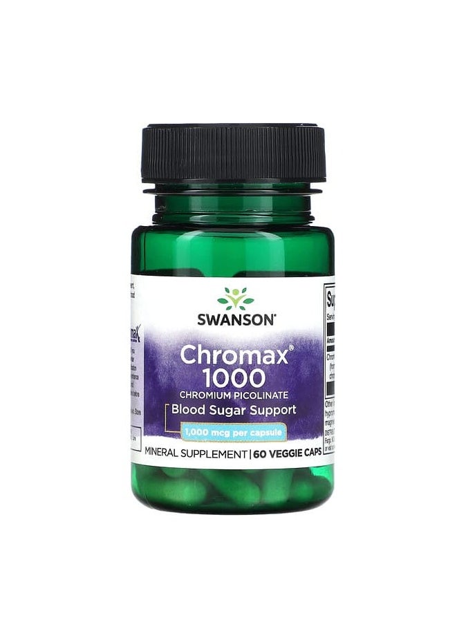 SWANSON - Chromax 1000, Chromium Picolinate, 1,000 mcg, 60 Veggie Caps - Image 1