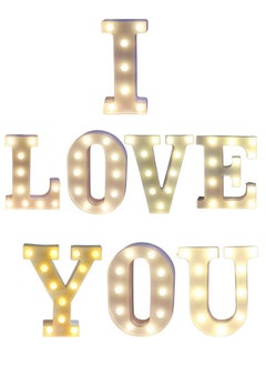 Vitacelli أضواء LED للحروف الأبجدية تضيء الحروف البلاستيكية المعلقة I LOVE YOU 