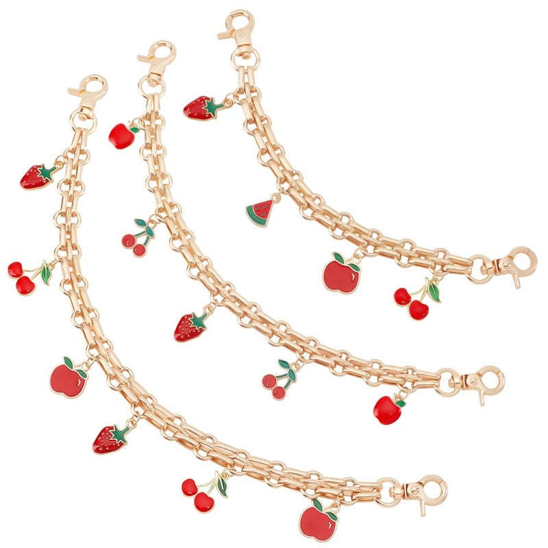PH PandaHall 3 PCS Gold Bag Charm Chain 8 97 12 Fruit Purse Charm Chains Decorative Handbag Replacement Extension Chains for Tote Shoulder Bags Handle Bag Chain Straps Charms for Women Crossbody