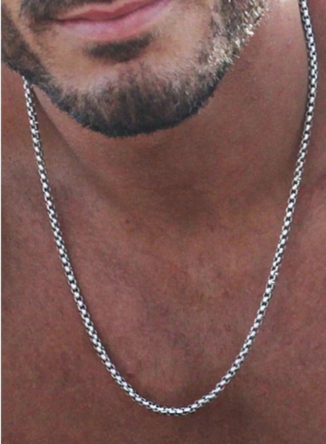 Stainless Steel Chain Necklace For Mens/Boys  | Non-Tarnish Silver Tone Rope Chain for Everyday Fashion | Eid Gifts,  Jewelry Gift (2.5mm, 65cm) - Image 1