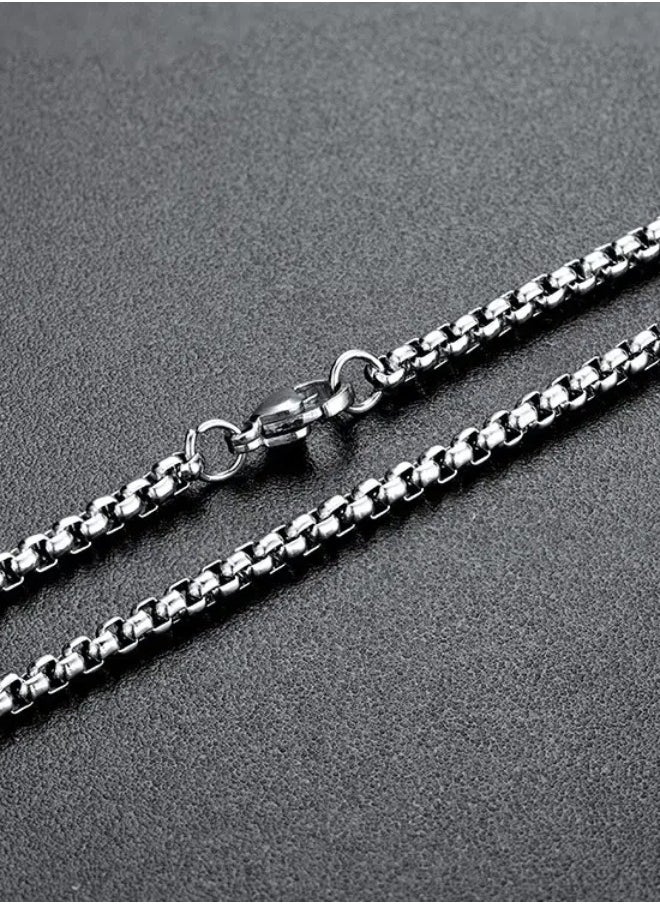 Generic Square Pearl Chain Titanium Steel Chain Stainless Steel Chain, Men's Fashion Versatile Necklace (Silver, 2.5mm/65cm)  - Image 3