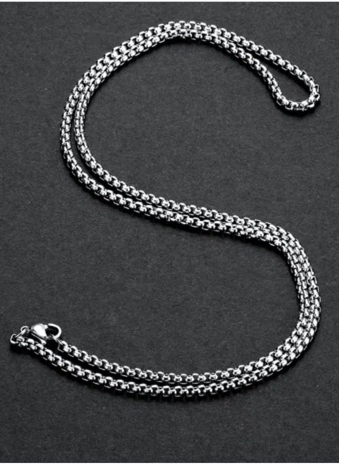 Generic Square Pearl Chain Titanium Steel Chain Stainless Steel Chain, Men's Fashion Versatile Necklace (Silver, 2.5mm/65cm)  - Image 5