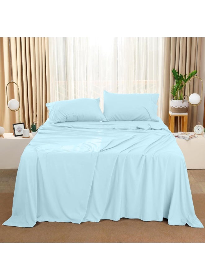 Utopia Bedding Queen Bed Sheets Set - 4 Piece Bedding - Brushed Microfiber - Shrinkage and Fade Resistant - Easy Care (Queen, Ice Blue) - Image 5