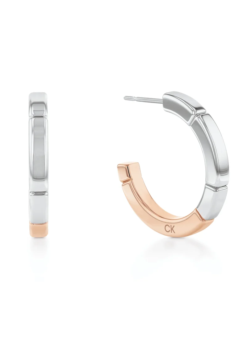 كالفن كلاين Women's Gold Plated Half Hoop Earrings