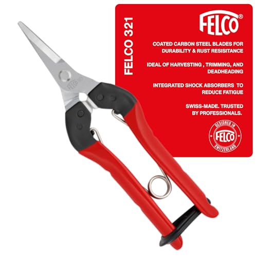 Felco F321 Pruning Snips – 7" Garden Clippers with Curved Blade & Rounded Tip | Pruning Shears for Gardening | Garden Snips and Pruners with Carbon Steel Blade, Sap Groove - Image 1