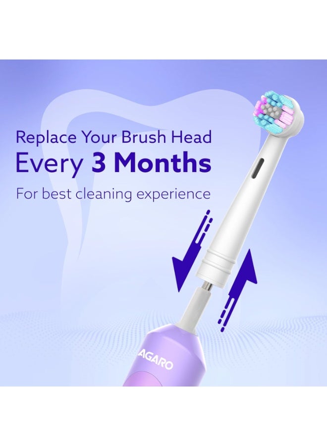 AGARO Cosmic Oscillating Electric Toothbrush Refill Heads, Soft Bristles for Cleaning, Pack of 4 Brush Heads for Daily Oral Care,Compatible with AGARO Cosmic Plus & Cosmic Ultra Oscillating Toothbrush - Image 4