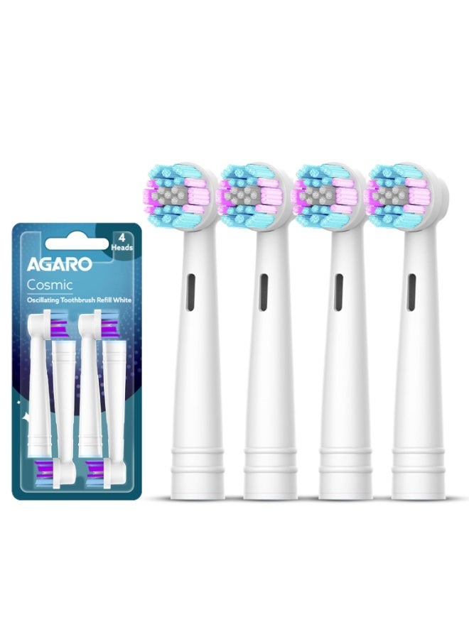 AGARO Cosmic Oscillating Electric Toothbrush Refill Heads, Soft Bristles for Cleaning, Pack of 4 Brush Heads for Daily Oral Care,Compatible with AGARO Cosmic Plus & Cosmic Ultra Oscillating Toothbrush - Image 1