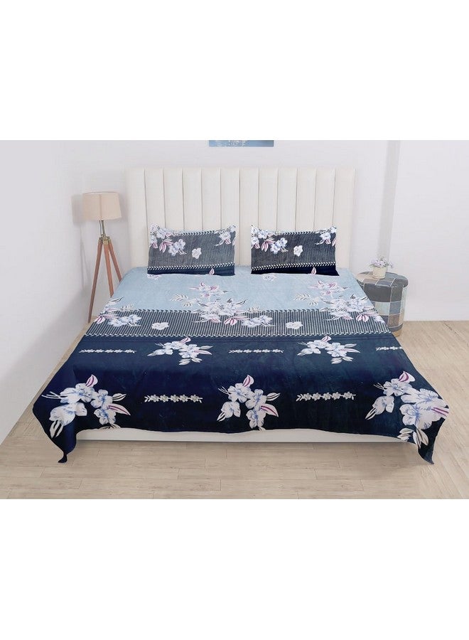 RD TREND 190 GSM Flannel Warm Bedsheets for Winter, Double Flat Size 90 x 100 Inches, 2 Pillow Covers 18 x 28 Inches (Aqua Flower, Double Flat)300 TC - Image 4