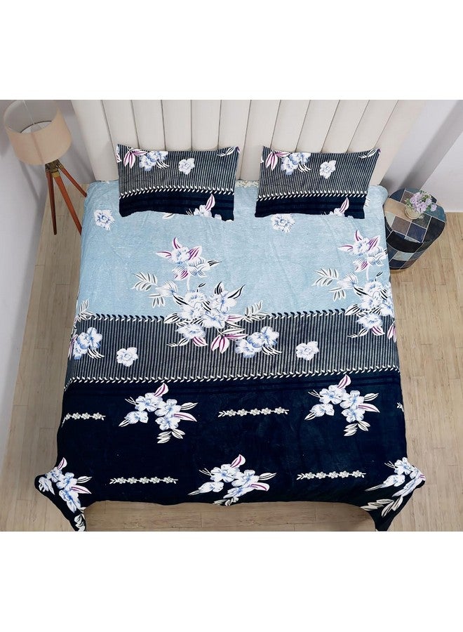 RD TREND 190 GSM Flannel Warm Bedsheets for Winter, Double Flat Size 90 x 100 Inches, 2 Pillow Covers 18 x 28 Inches (Aqua Flower, Double Flat)300 TC - Image 5