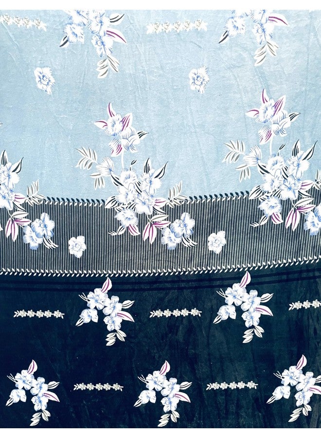 RD TREND 190 GSM Flannel Warm Bedsheets for Winter, Double Flat Size 90 x 100 Inches, 2 Pillow Covers 18 x 28 Inches (Aqua Flower, Double Flat)300 TC - Image 2