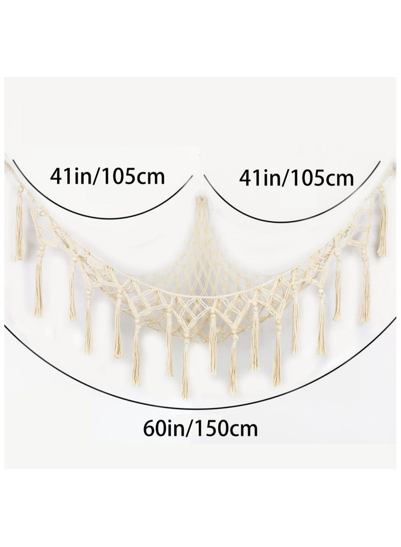 Nariele Yoga Ball Stand Corner Ball Storage Hammock Sully Plush Storage Toys Potato Basket Soccer Storage Rack Stuffed Dogs for Kid Hammock Net Braid Triangle White Cotton Child - Image 3