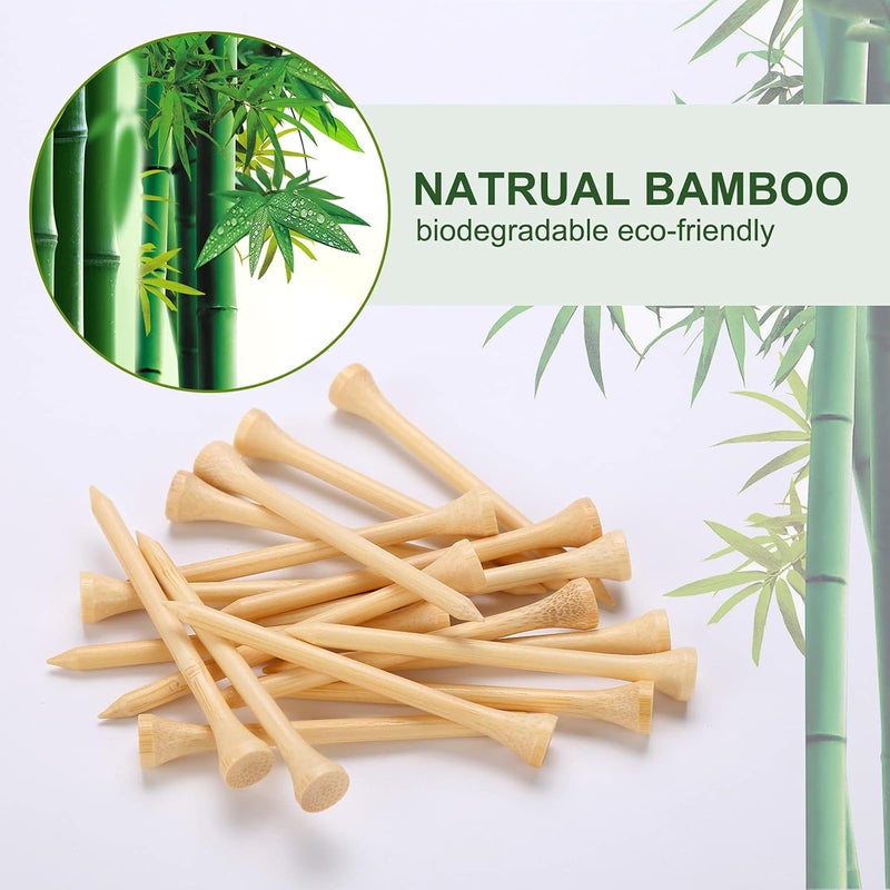 GFGL Golf Tees Durable Bamboo Tees 100Pcs 100Pcs 3-1/4" Friendly Biodegradable Material Reduce Friction Side Spin More Stable - Image 3
