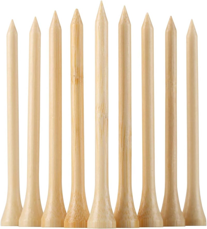GFGL Golf Tees Durable Bamboo Tees 100Pcs 100Pcs 3-1/4" Friendly Biodegradable Material Reduce Friction Side Spin More Stable - Image 1