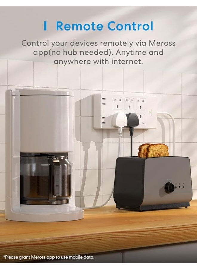 Meross Smart Power Strip, 6 AC Outlets and 4 USB Ports, smart extension lead alexa compatible, Compatible with Google Home, SmartThings, Timer and Voice/Remote Control, 2.4GHz WiFi - Image 2