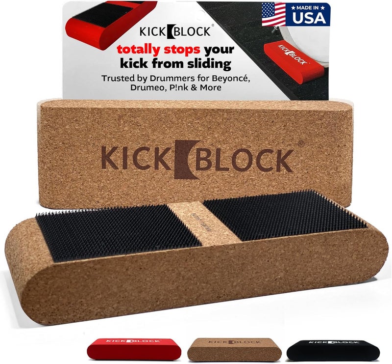 KickBlock Bass Drum Anchor – World’s Best Drum Stopper for Creep and Slide Prevention – Ultra-Grip Technology – Lightweight and Portable Accessory – Natural Cork - Image 1