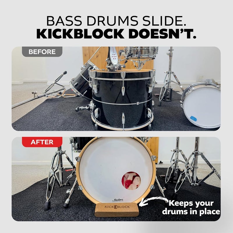KickBlock Bass Drum Anchor – World’s Best Drum Stopper for Creep and Slide Prevention – Ultra-Grip Technology – Lightweight and Portable Accessory – Natural Cork - Image 2