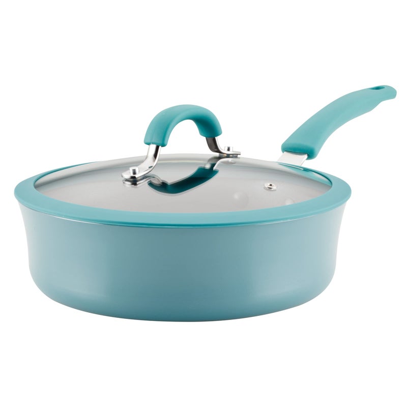 Rachael Ray Cook  Create Nonstick Saut Pan with Lid 3 Quart Agave Blue