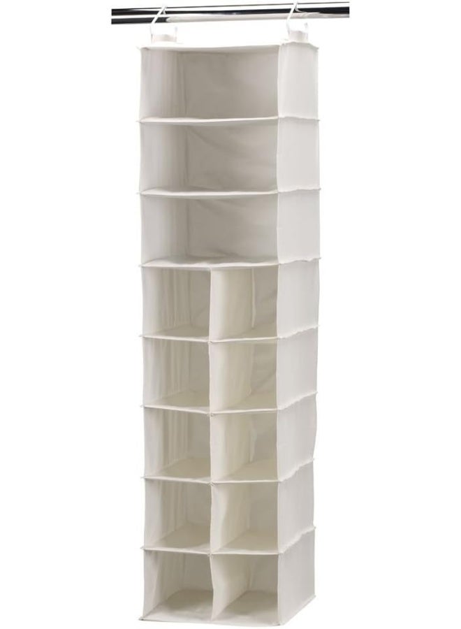 Household Essentials 10 Pocket Hanging Shoe Storage Organizer and 3 Shelf Sweater Organizer Natural Canvas white - Image 3
