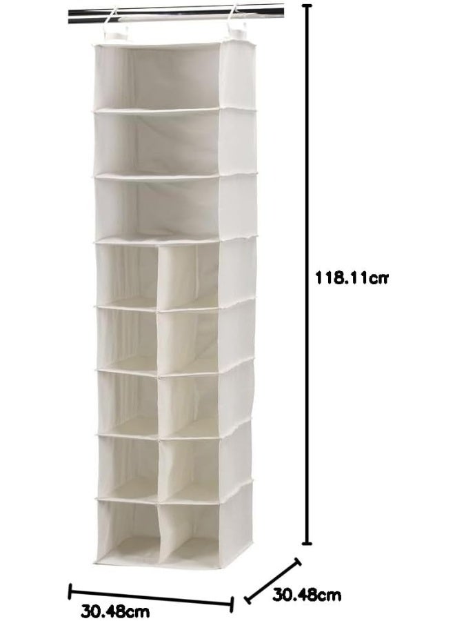 Household Essentials 10 Pocket Hanging Shoe Storage Organizer and 3 Shelf Sweater Organizer Natural Canvas white - Image 2