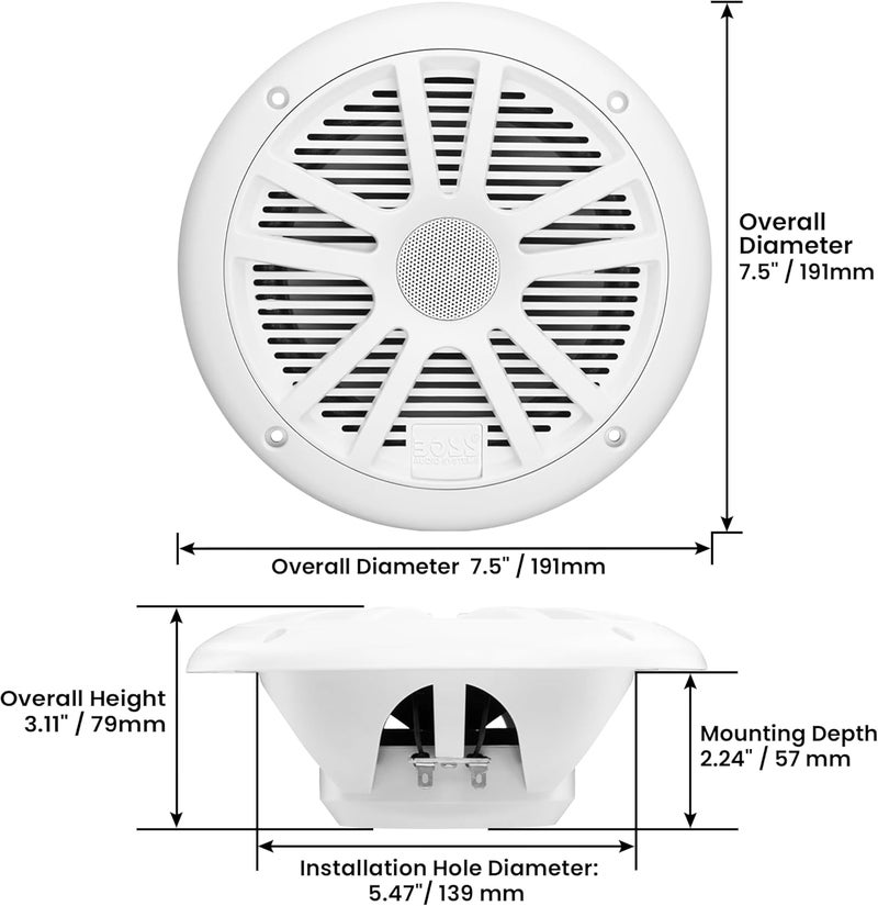 BOSS AUDIO SYSTEMS MR6W 180 Watt Per Pair, 6.5 Inch, Full Range, 2 Way Weatherproof Marine Speakers Sold in Pairs, White - Image 2