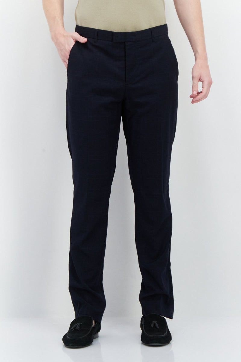 SELECTED بنطال رسمي مزخرف للرجال بقصة ضيقة، أزرق Navy - Image 1