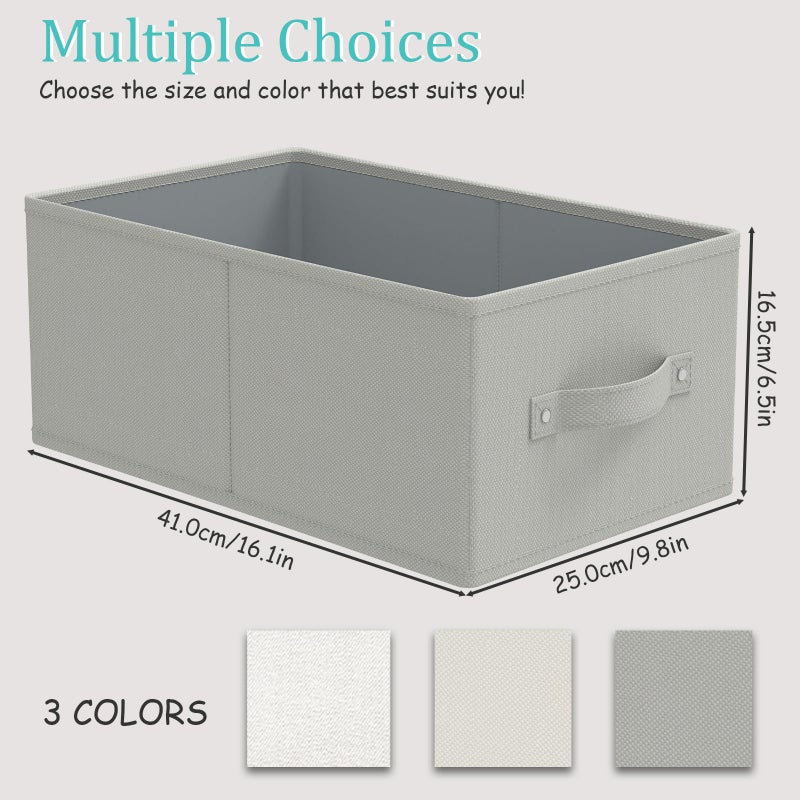 GUOHNHE Fabric Storage Boxes for Shelves, 3 Pack Foldable Cloth Bins, Closet Organizers System with 2 Handles, Durable and Sturdy, Saving Space, Grey, 16.1 x 9.8 x 6.5 In, XSNY11GM-3 - Image 3