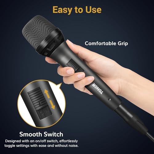 TONOR Professional Vocal Microphone for Singing, Dynamic Handheld Wired Karaoke Mic, Cardioid Studio Microfono with 450 cm/157inch XLR to 1/4" Cable, for Speakers/Mixer Machine/Amp/Speech/Karaoke, D5 - Image 4