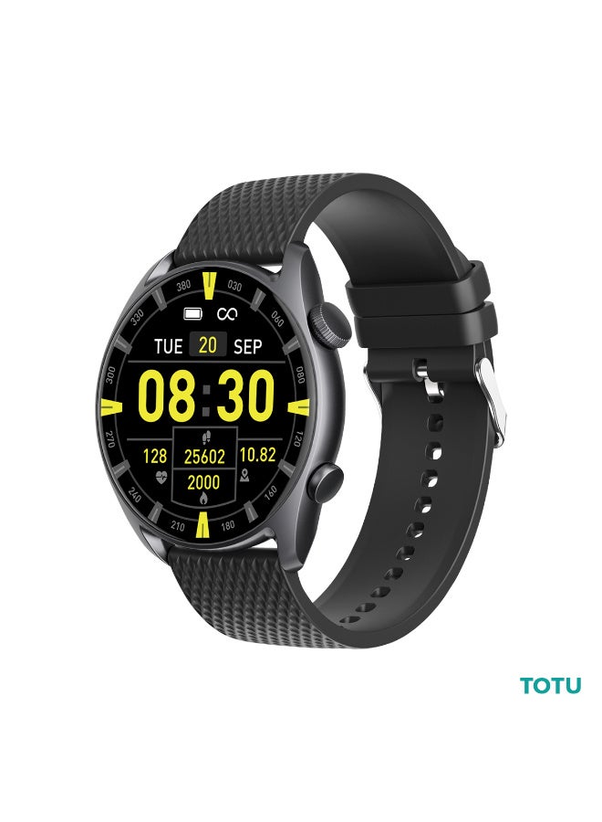 Totu Smartwatch - 1.43" AMOLED Round Display, Bluetooth Calling, IP68 Waterproof, 300mAh Battery, Heart Rate & Sleep Monitor - Black - Image 1