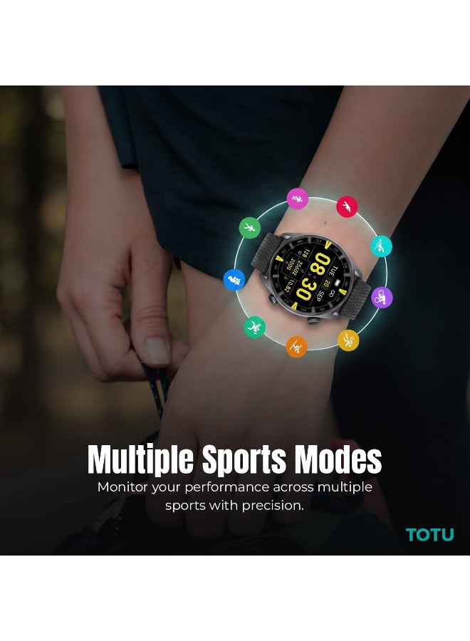 Totu Smartwatch - 1.43" AMOLED Round Display, Bluetooth Calling, IP68 Waterproof, 300mAh Battery, Heart Rate & Sleep Monitor - Black - Image 3