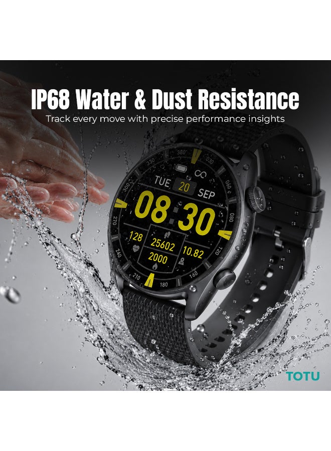 Totu Smartwatch - 1.43" AMOLED Round Display, Bluetooth Calling, IP68 Waterproof, 300mAh Battery, Heart Rate & Sleep Monitor - Black - Image 5