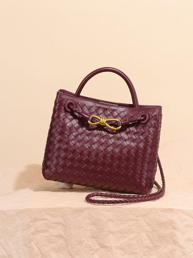 Light Retro Style Women'S Portable Woven Bag, Shoulder Crossbody Bag, High-End Versatile Elegant Tote Bag, Commuter Small Square Bag - Image 5