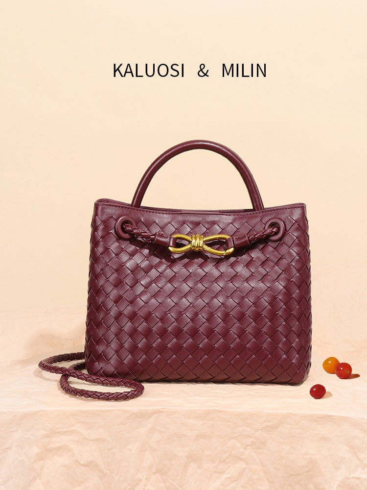 Light Retro Style Women'S Portable Woven Bag, Shoulder Crossbody Bag, High-End Versatile Elegant Tote Bag, Commuter Small Square Bag - Image 2