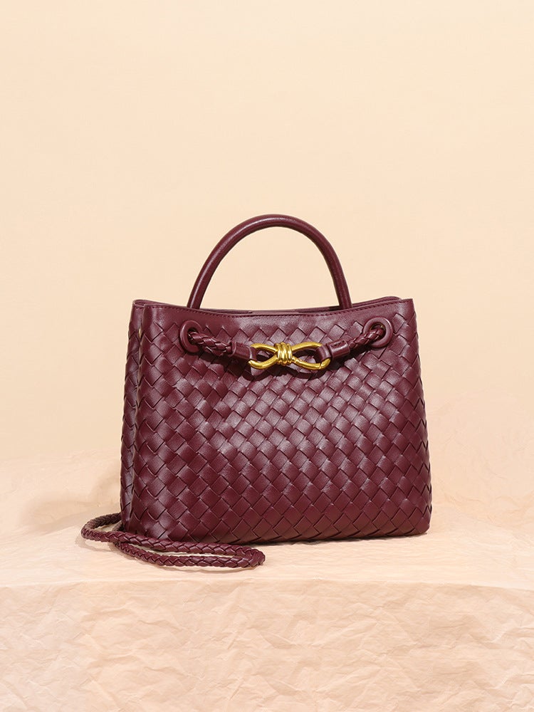 Light Retro Style Women'S Portable Woven Bag, Shoulder Crossbody Bag, High-End Versatile Elegant Tote Bag, Commuter Small Square Bag - Image 4