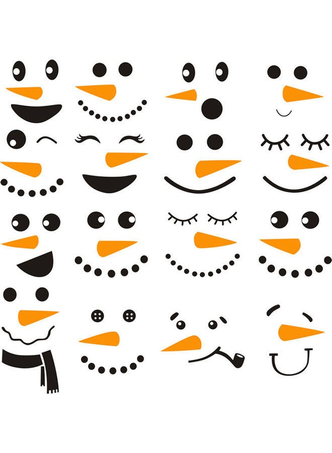NIBEMINENT Snowman Face Themed Self-Adhesive Wall Sticker White/Orange/Black 28x28cm