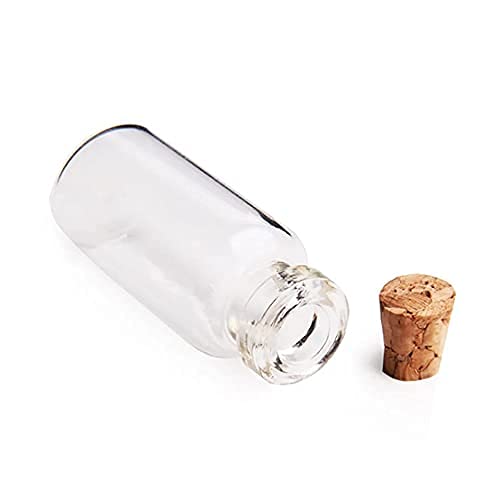 eS³kube Lovely Mini 1Ml Glass Wish & Message Bottles, Tiny Glass Bottles With Wood Cork Stopper For Wedding Favors, Halloween Decorations, DIY Craft - Pack Of 12 Pcs Empty Bottles, Transparent - Image 2