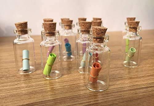 eS³kube Lovely Mini 1Ml Glass Wish & Message Bottles, Tiny Glass Bottles With Wood Cork Stopper For Wedding Favors, Halloween Decorations, DIY Craft - Pack Of 12 Pcs Empty Bottles, Transparent - Image 3