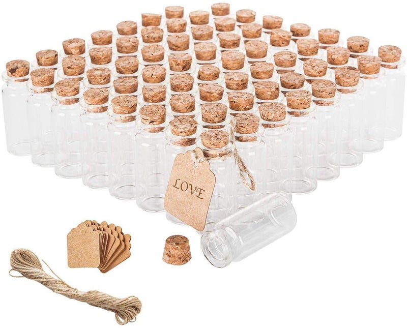 eS³kube Lovely Mini 1Ml Glass Wish & Message Bottles, Tiny Glass Bottles With Wood Cork Stopper For Wedding Favors, Halloween Decorations, DIY Craft - Pack Of 12 Pcs Empty Bottles, Transparent - Image 5