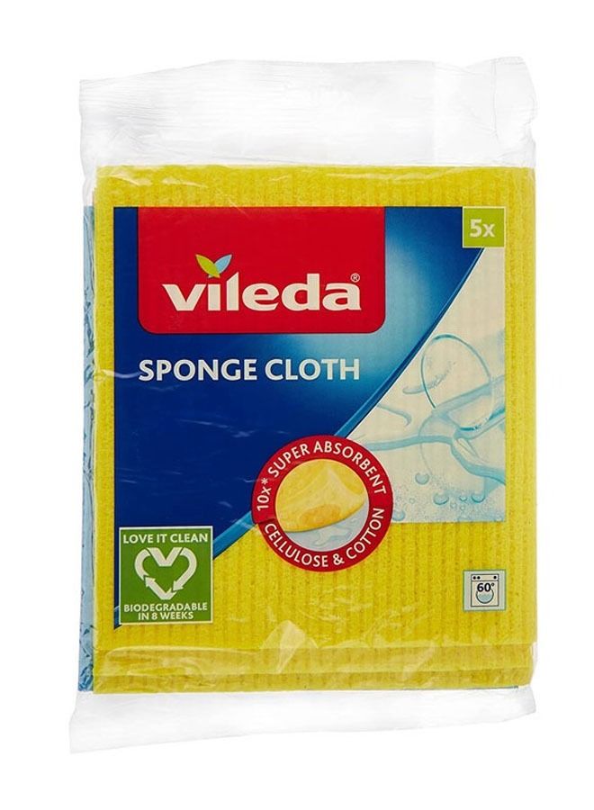فيليدا قطع قماش إسفنجية للتنظيف من السليلوز والقطن - 20x18 سم متعددة الألوان عبوة من 5 قطع - Image 1