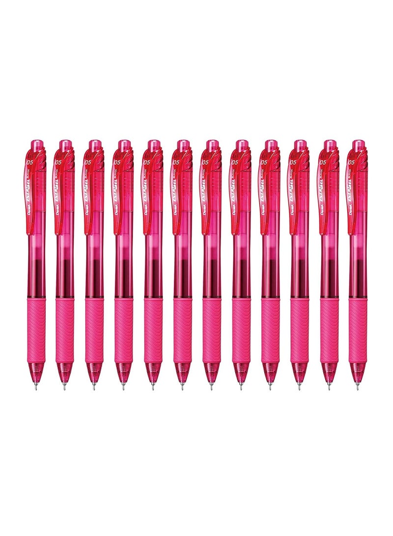Pentel 12-Piece Energel Gel Ink Pen 0.5mm Tip Pink Ink - Image 1