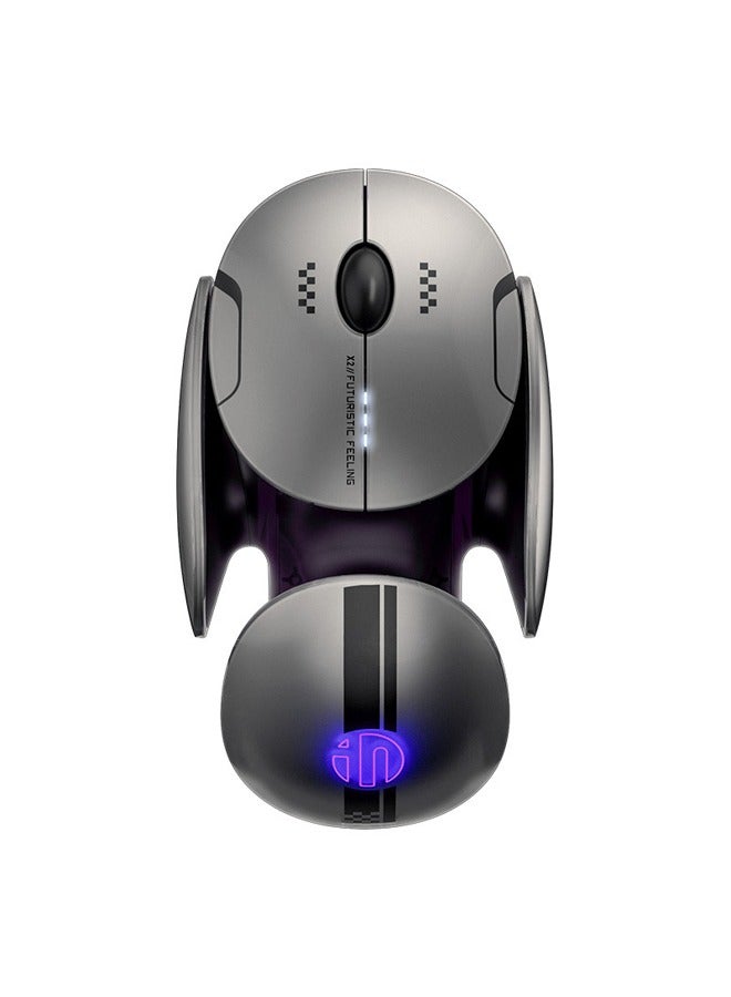 inphic Bluetooth mouse 4.0+5.0+wireless 2.4G three modes logo hair design, original phase 3212 high-performance chip power visualization, typec charging port metal chassis, science fiction appearance - Image 1