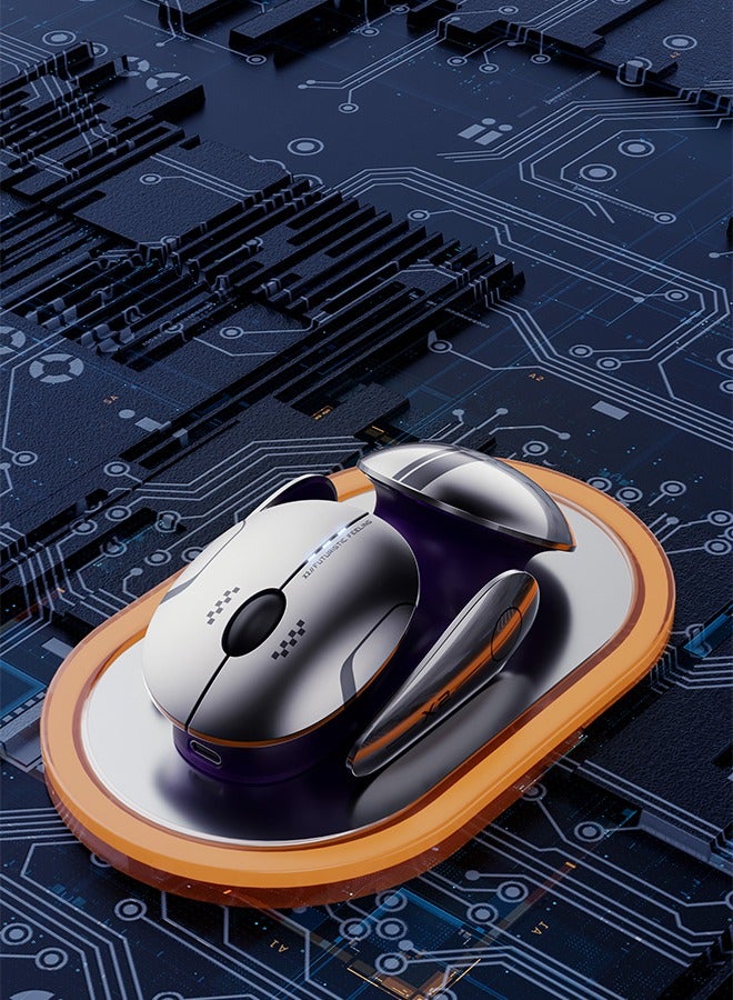 inphic Bluetooth mouse 4.0+5.0+wireless 2.4G three modes logo hair design, original phase 3212 high-performance chip power visualization, typec charging port metal chassis, science fiction appearance - Image 2