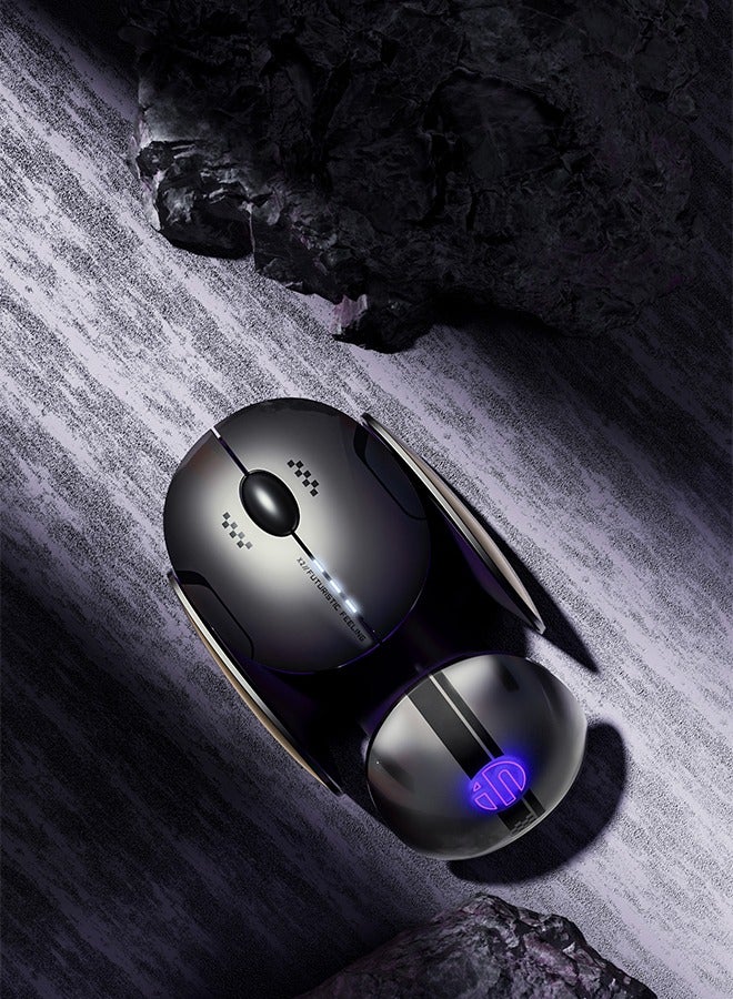 inphic Bluetooth mouse 4.0+5.0+wireless 2.4G three modes logo hair design, original phase 3212 high-performance chip power visualization, typec charging port metal chassis, science fiction appearance - Image 3