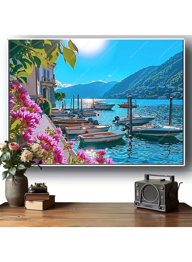 2000 Pieces Vintage Lakeside Marina Jigsaw Puzzle Large Wall Art Decor Family Activity - Image 5