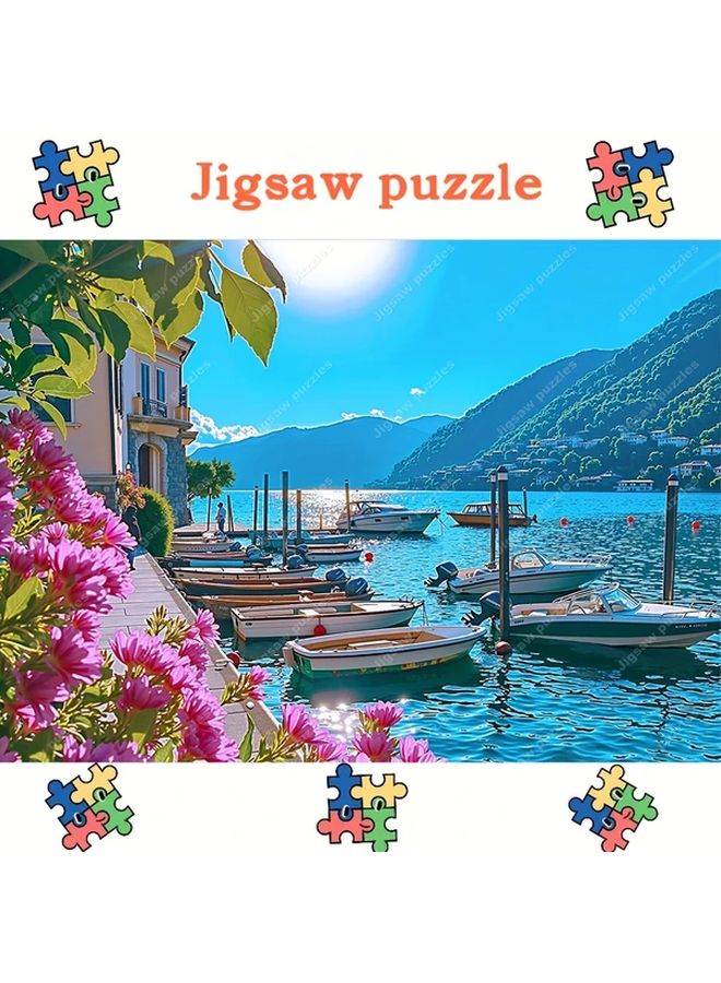 2000 Pieces Vintage Lakeside Marina Jigsaw Puzzle Large Wall Art Decor Family Activity - Image 3