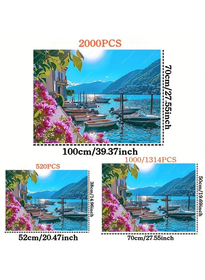 2000 Pieces Vintage Lakeside Marina Jigsaw Puzzle Large Wall Art Decor Family Activity - Image 2